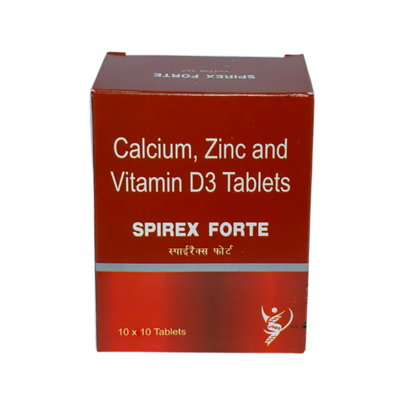 Spirex Fort Tablet — Calcium Carbonate IP EQ TO ELEMENTAL CALCIUM 200mg +Zinc Sulphate MONOHYDRATE IP EQ TO ELEMENTAL ZINC 7.5mg+ VITAMIN D3 IP 500 IU