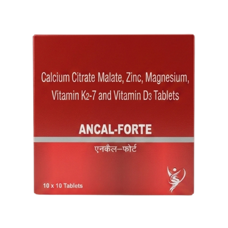 Ancal Fort Tablet — Calcium citrate malate 1000mg + zincoxide 15mg + magnesium oxide 50 mg + vitamin D31000 IU + vitamin k2-7(1%) 50mcg