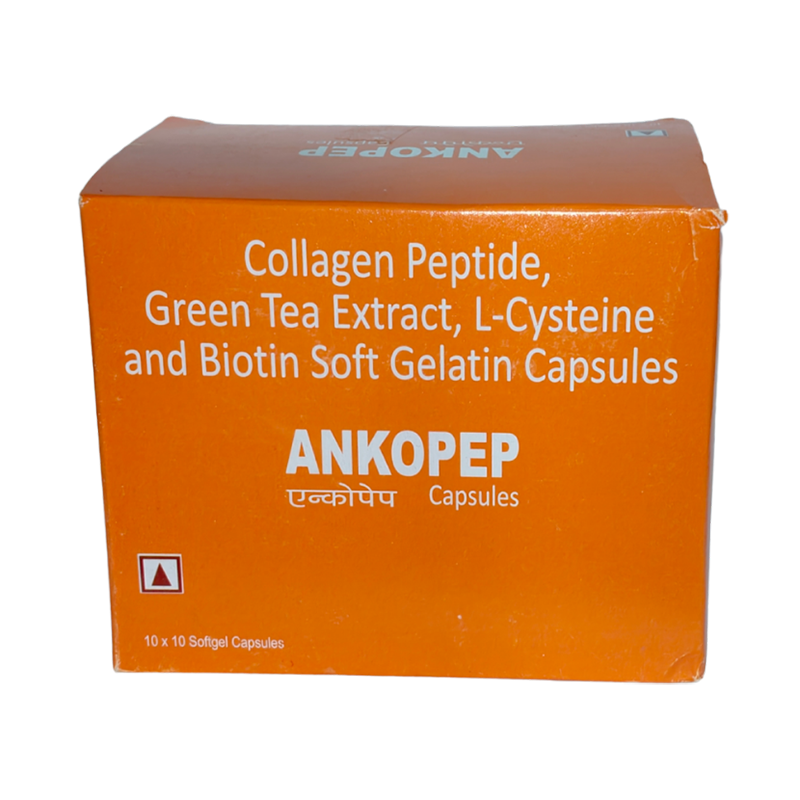 Ankopep Softgel Capsule — Collagen peptide 400mg + Green Tea extract 50mg + L-cysteine 10mg + Biotin 40 mcg