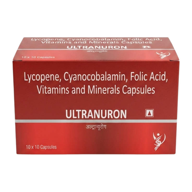 Ultranuron Capsule — Lycopene 6% 6000mcg + Cyanocobalamin 2.2 mcg + Vitamin c 80 mg+ vitamin B6 1.5mg + Folic Acid 0.3 mg+ vitamin E(50%) 15 I.U+ chromium picolinate 50 mcg